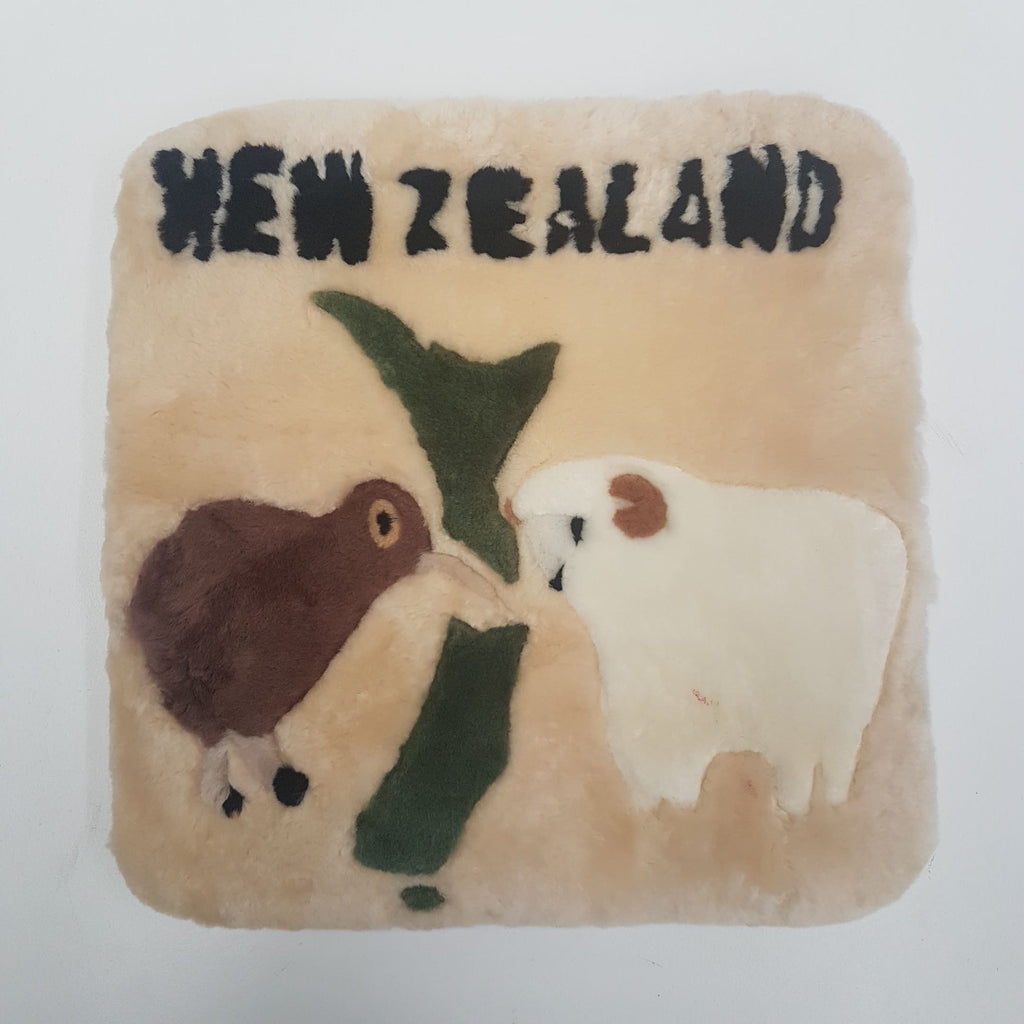 Auskin Sheepskin Cushion NZ Symbols